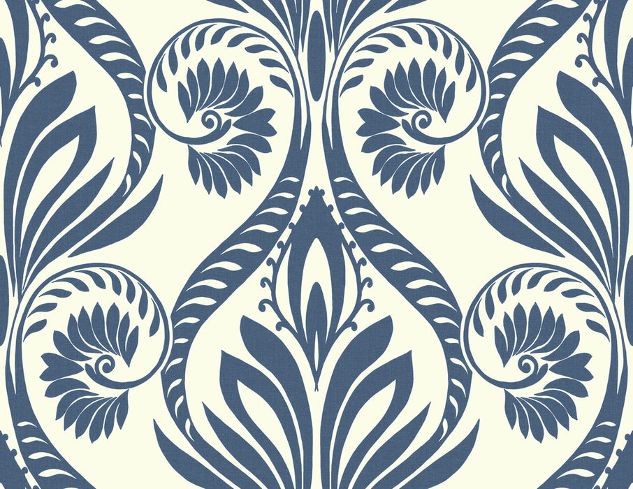 Seabrook Designs Bonaire Navy Blue And White Wallpaper Sample TA21002