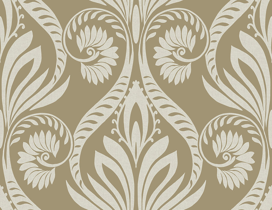 Seabrook Designs Bonaire Metallic Gold And Off-white Wallpaper Sample TA21006