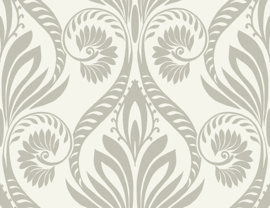 Seabrook Designs Bonaire Metallic Silver And White Wallpaper Sample TA21008