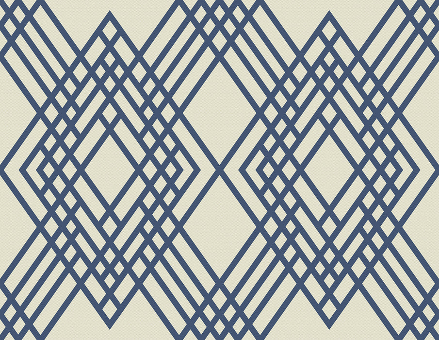 Seabrook Designs Cayman Prussia Blue And Off-white Wallpaper Sample TA21302