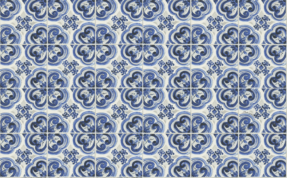 Seabrook Designs Blu Mediterraneo Gaia Wallpaper Sample TCW007TCAI9UB001