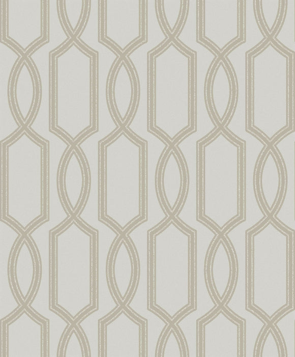 Seabrook Designs Bead Trellis Greige Wallpaper Sample UK11700