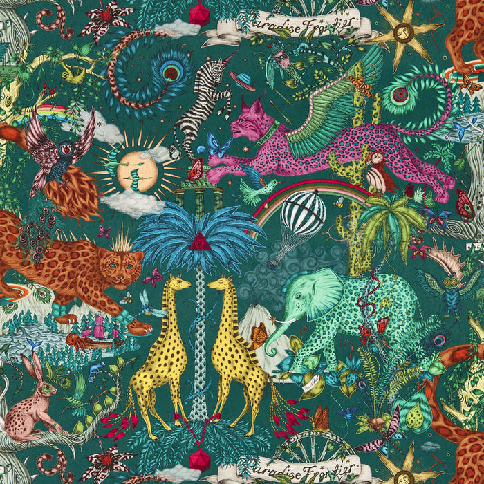 Clarke & Clarke Paradise Lost Teal Wp Wallpaper Sample W0216/05.CAC.0
