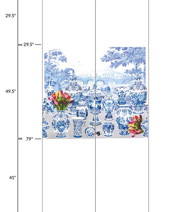 Nicolette Mayer Garniture Scenic - Tulips Neutral - Left Panel Wallpaper WNMGSTL0001