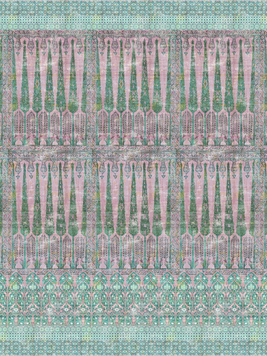 Nicolette Mayer Topkapi Garden - Panel Green Pink Wallpaper WNMTOPK1022