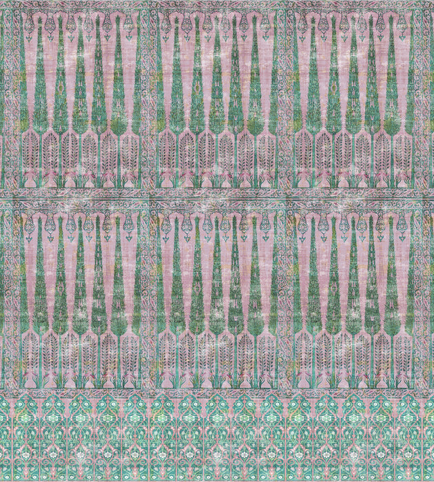 Nicolette Mayer Topkapi Garden - Panel Green Pink Wallcovering Sample WNMTOPK1022