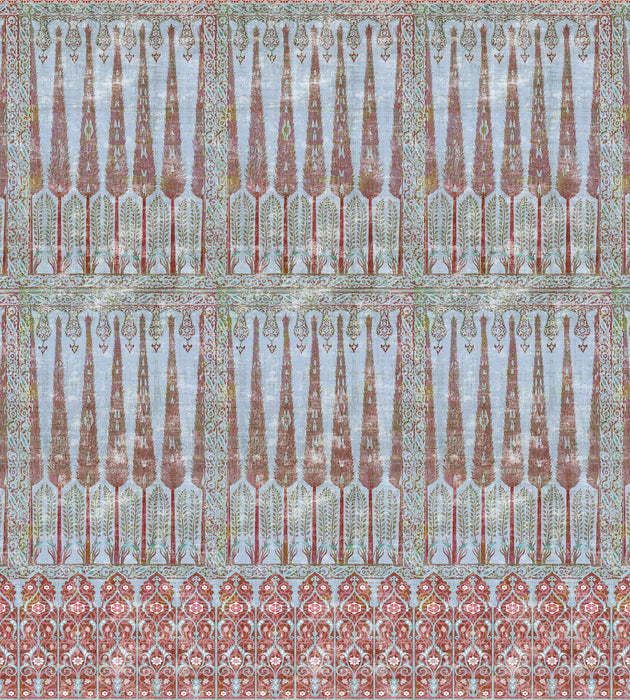 Nicolette Mayer Topkapi Garden - Panel Turquoise Red Wallcovering Sample WNMTOPK1047