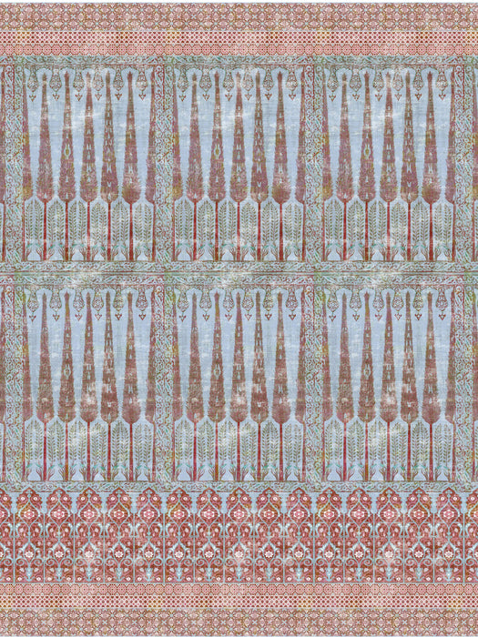 Nicolette Mayer Topkapi Garden - Panel Turquoise Red Wallpaper WNMTOPK1047