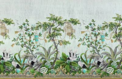 Nicolette Mayer Summer Palace Mural | Set Turquoise Green Wallpaper WNMSUMMSET1