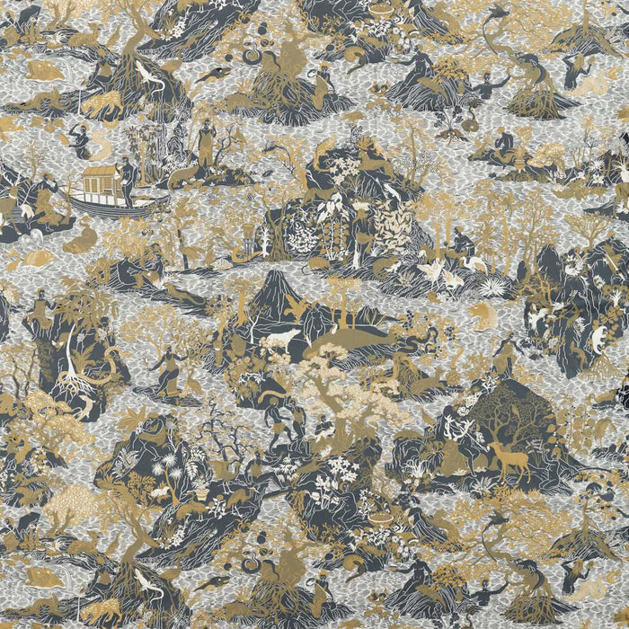 Zoffany Avalonis Vine Black Gold Fabric Sample ZCOT322745