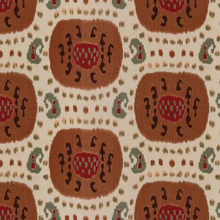 Brunschwig & Fils Samarkand Cotton And Linen Print Brown On Beige Fabric Sample BR-71110.08.0