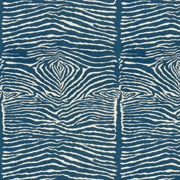 Brunschwig & Fils Le Zebre Indigo Fabric Sample BR-79168.5.0