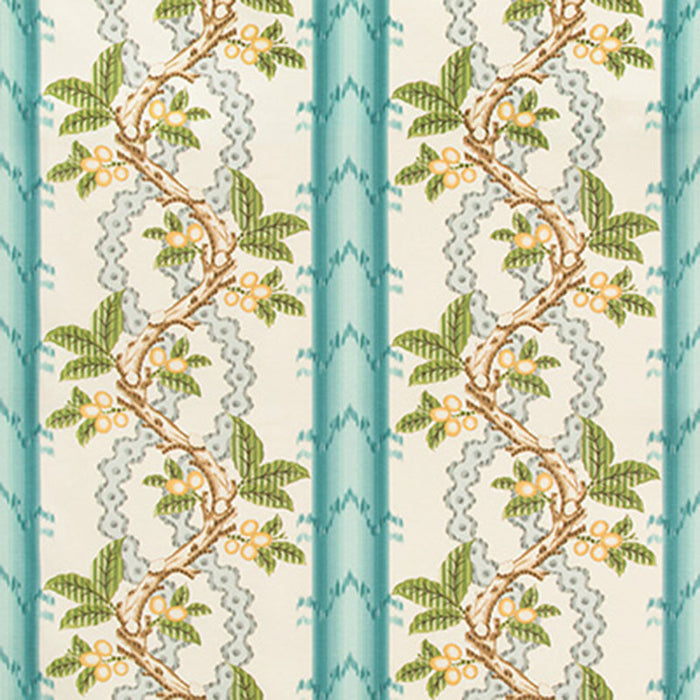 Brunschwig & Fils Josselin Cotton And Linen Print Aqua/Mist Fabric Sample BR-79510.13.0