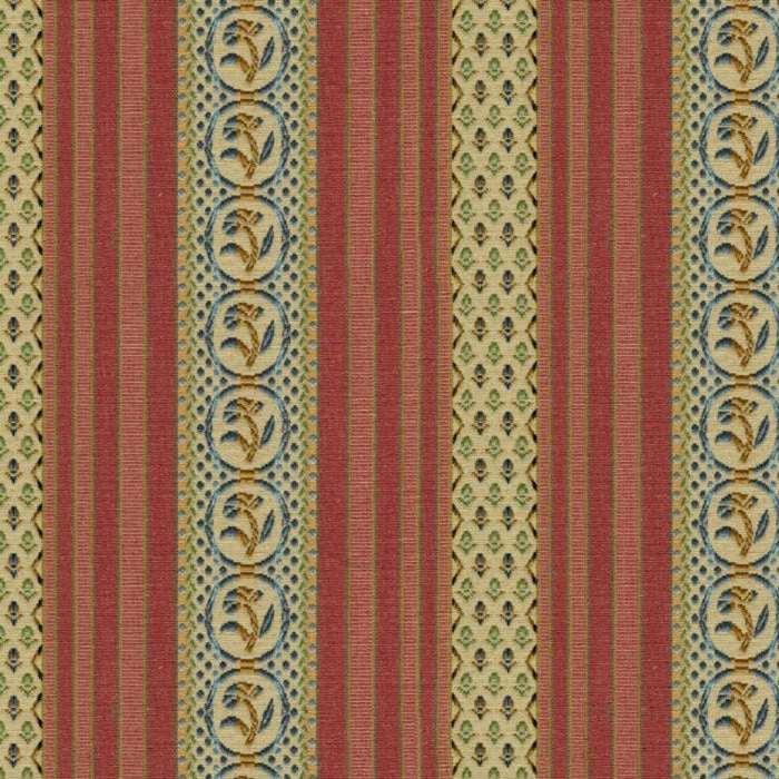Brunschwig & Fils Rayure Fleurette Begonia Fabric Sample BR-89354.129.0