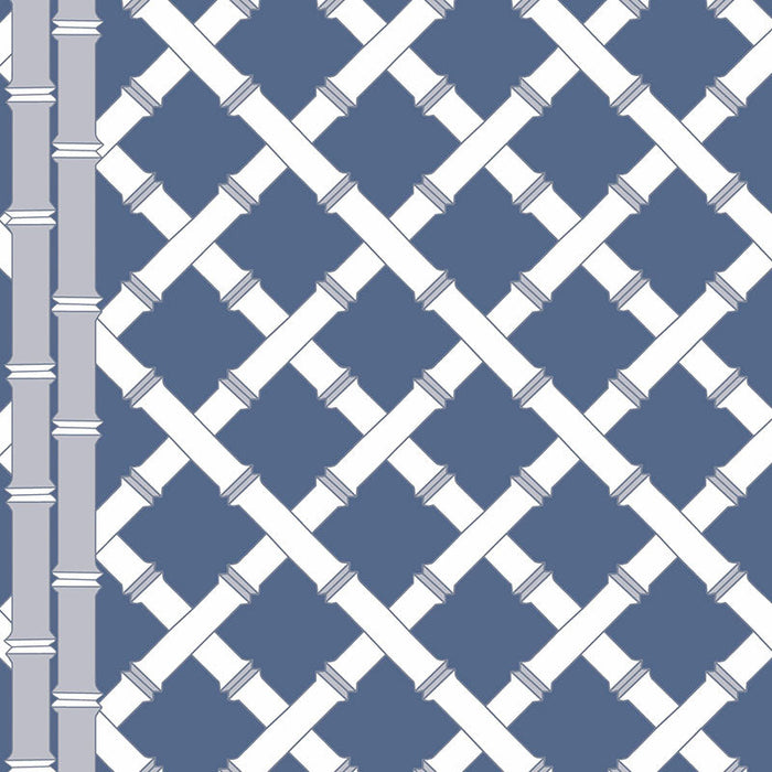 Gaston Y Daniela Trellis Azul/Blanco Wallpaper Sample GDW5455.004.0
