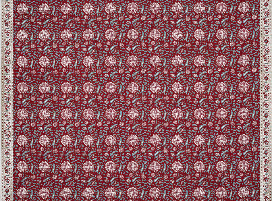 Braquenie Semi Kalamkar Alizarine Fabric Sample B7642001