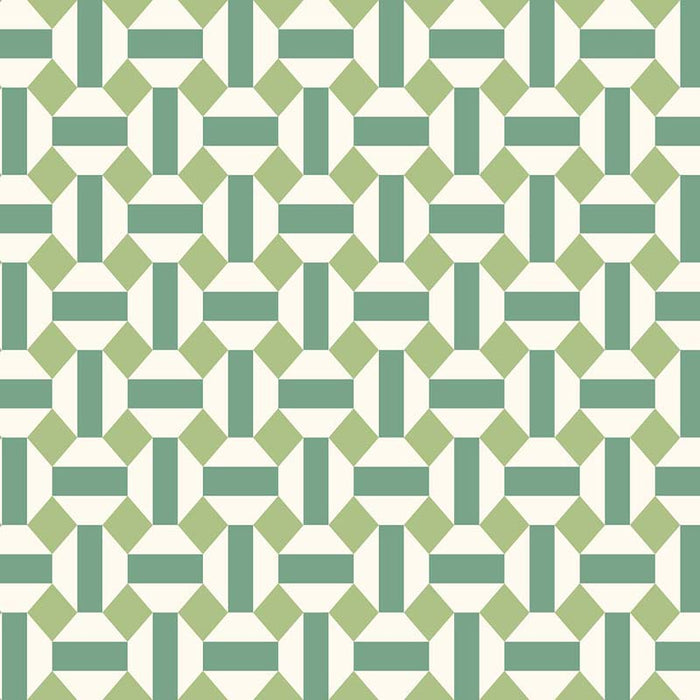 Cole & Son Alicatado Leaf Greens On Chalk Wallpaper 117/12038.CS.0