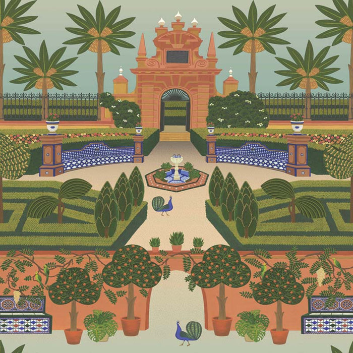 Cole & Son Alcazar Gardens Terracotta/Spring Gr/Multi Wallpaper 117/7020.CS.0