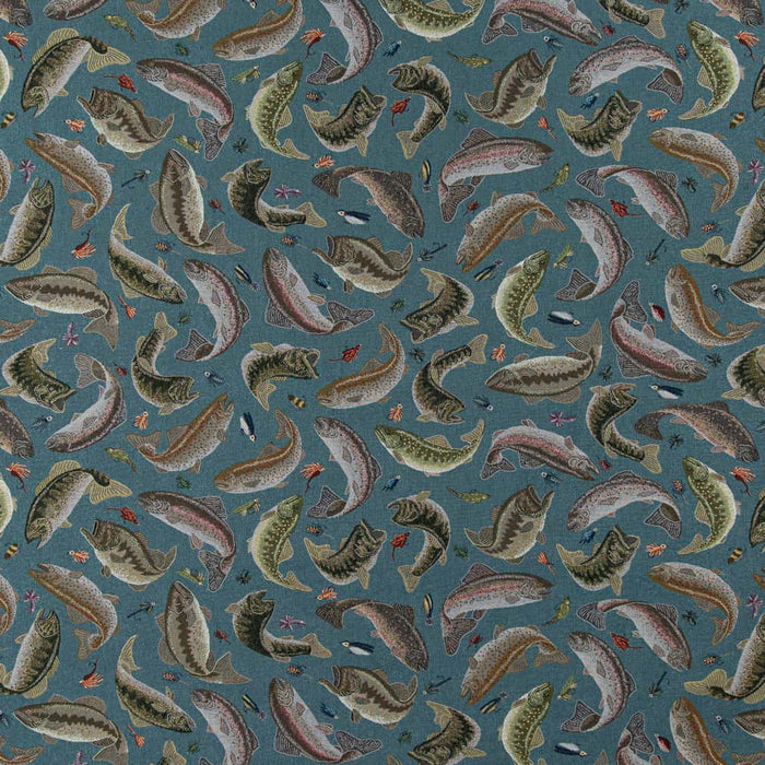 Charlotte Fishing Aqua Fabric D2679
