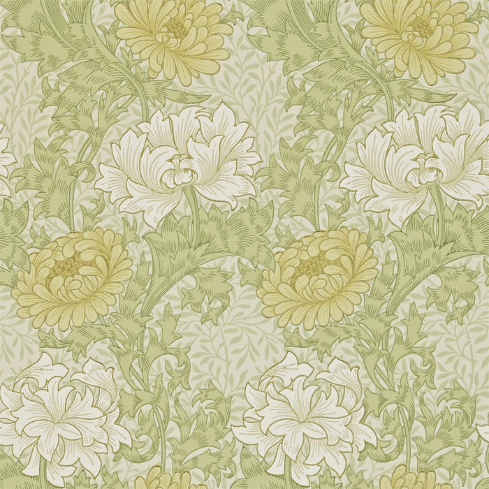 Morris & Co Chrysanthemum Pale Olive 212545 Wallpaper DARW212545