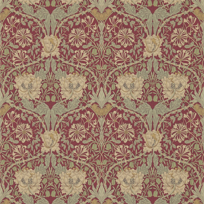 Morris & Co Honeysuckle & Tulip Red/Gold 214700 Wallpaper DM3W214700
