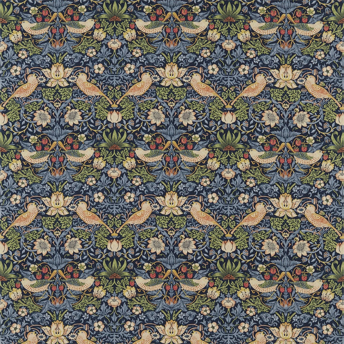 Morris & Co Strawberry Thief Indigo/Mineral 220313 Fabric DM6F220313