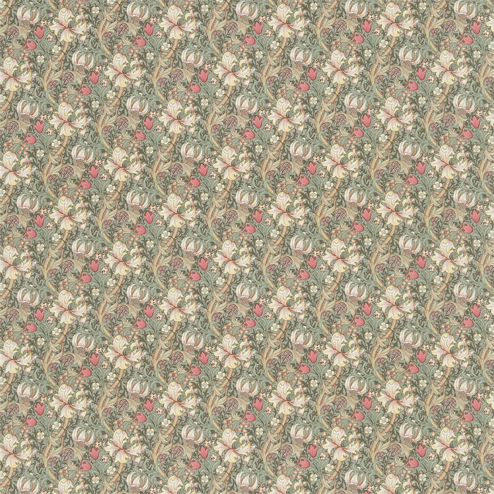 Morris & Co Golden Lily Minor Terracotta/Green/Sage G4206 Fabric DMC1G4206