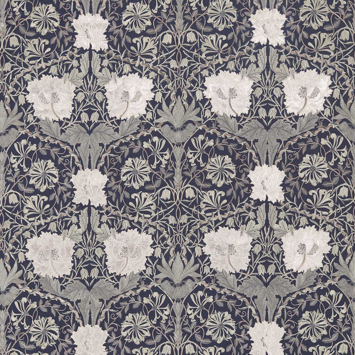 Morris & Co Pure Honeysuckle & Tulip Embroidery Inky Purple 236632 Fabric DMPN236632