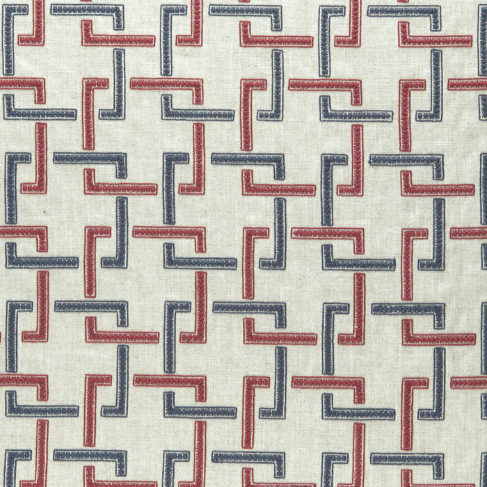 Clarke & Clarke Sekai Indigo/Red Fabric F0960/03.CAC.0
