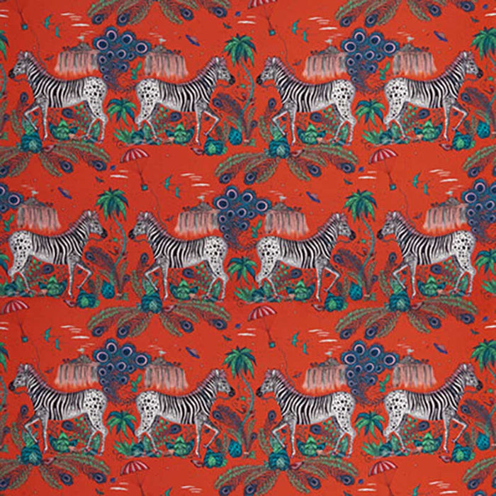Clarke & Clarke Lost World Satin Red Fabric F1484/02.CAC.0