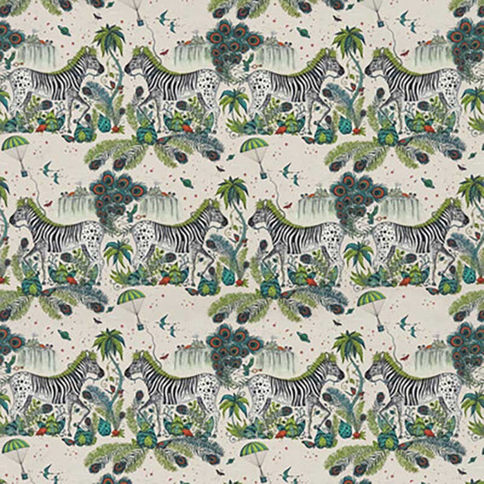 Clarke & Clarke Lost World Linen Green Fabric F1491/01.CAC.0