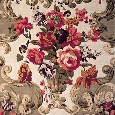 Mulberry Home Floral Rococo Taupe Fabric FD101/523.N101.0
