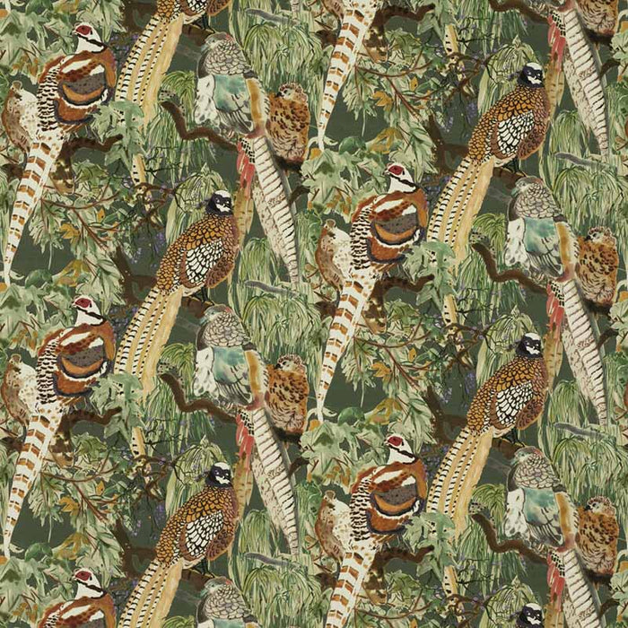 Mulberry Home Game Birds Velvet Forest Fabric FD268.R102.0