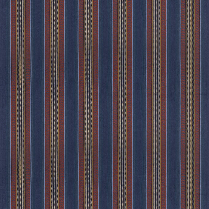 Mulberry Home Westerly Stripe Indigo/Red Fabric FD827.G103.0