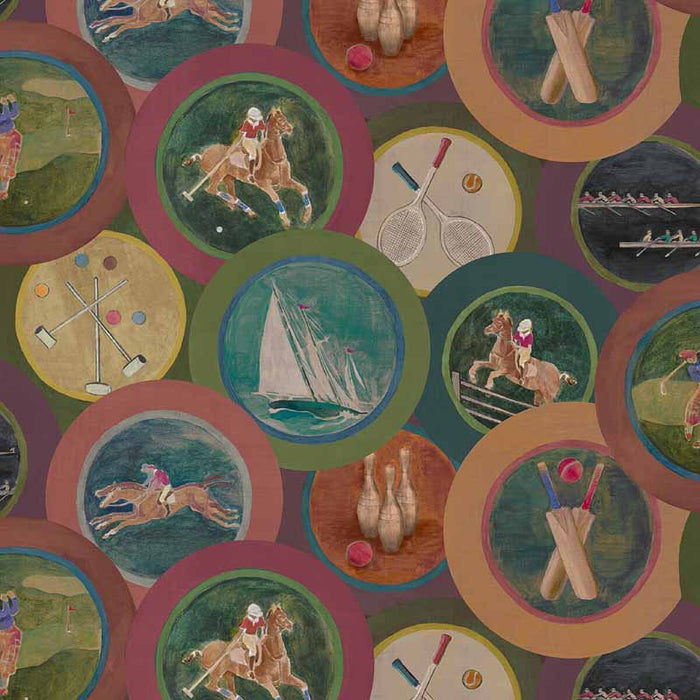 Mulberry Home Sporting Life Plum Wallpaper FG095.H113.0