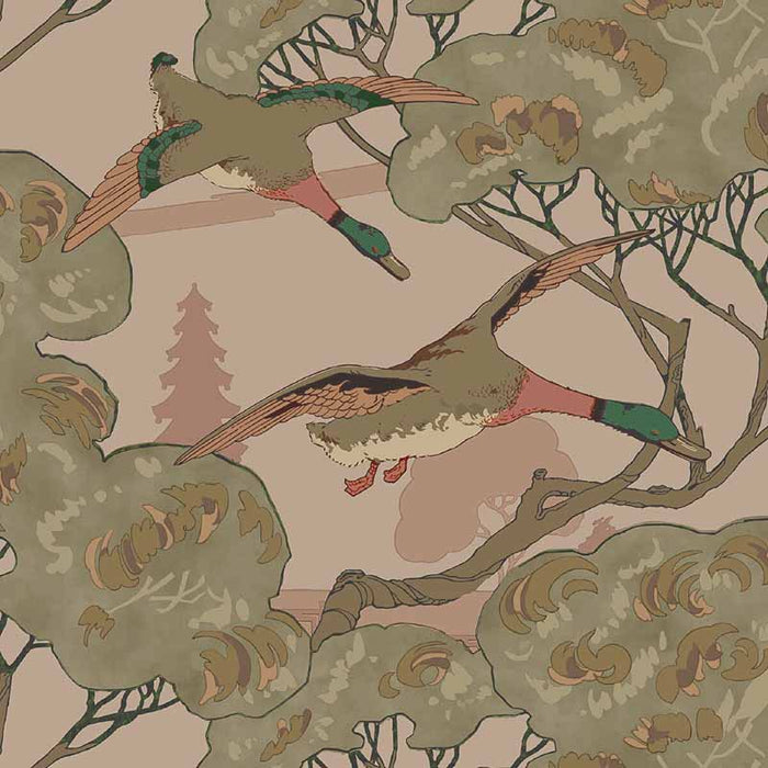 Mulberry Home Grand Flying Ducks Plaster Wallpaper FG102.H150.0