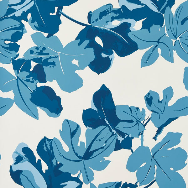 Peter Dunham Fig Leaf Blue On White Wallpaper 151FIG08