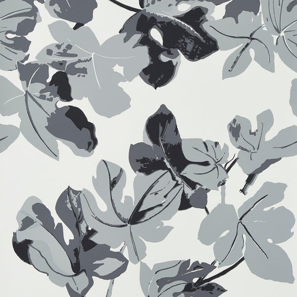 Peter Dunham Fig Leaf Gray On White Wallpaper 151FIG09