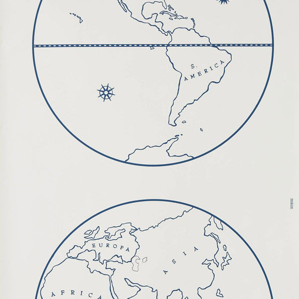 Peter Dunham Globe Indigo On White Wallpaper 151GLB04