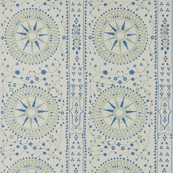 Peter Dunham Leila Blue/Green On White Wallpaper 151LEA01