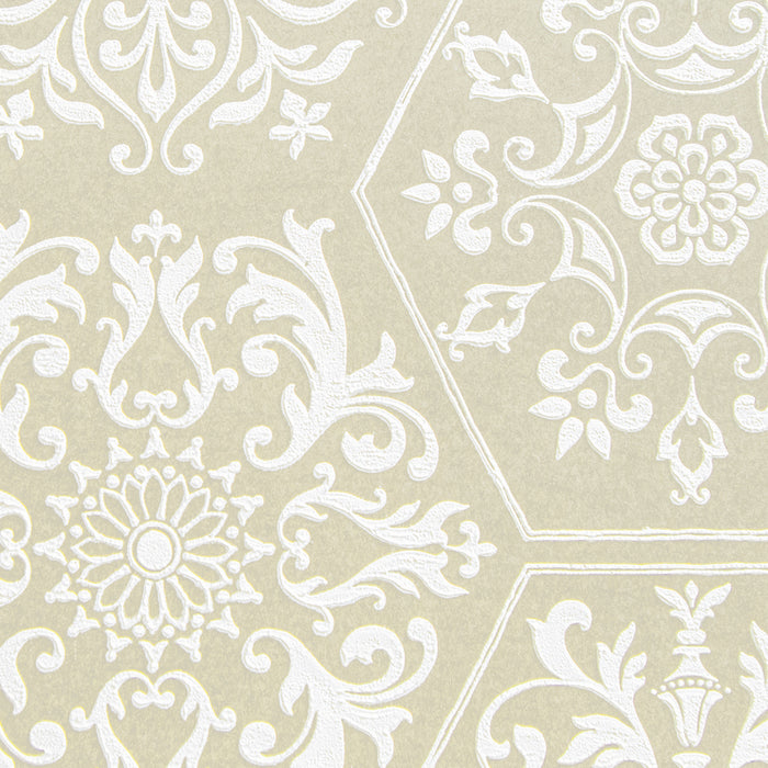 Maya Romanoff Serigraph Brocade Adorned Vanilla Wallpaper MR-SPB-1X14