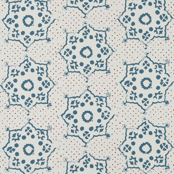 Peter Dunham Patna Indigo/Red Wallpaper 151PTN01
