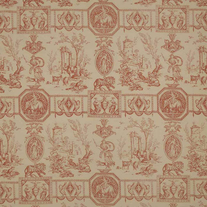 Marvic Textiles Empire Coral On Ecru Fabric 5220-002