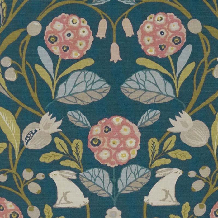 Clarke & Clarke Forester Teal/Blush Fabric F1314/06.CAC.0
