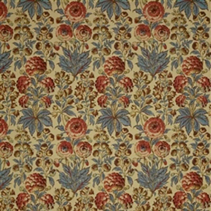 Jasper Isle Flower Blue/Coral Fabric JP-6451