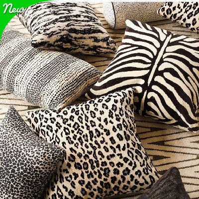 Luxury black and white Animal Print fabric on pillows