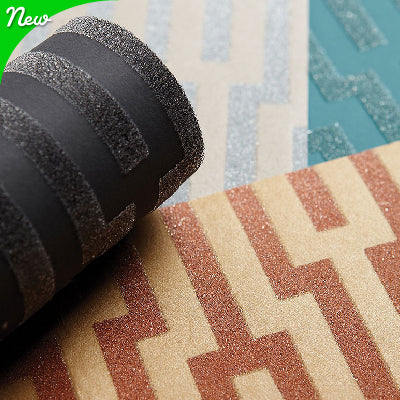 Black, Tan, Blue, Red Multi Color Geormetic Patterned Wallpapers