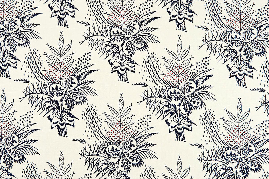 Christopher Farr Bouquet Indoor Printed Dark Indigo Fabric Sample