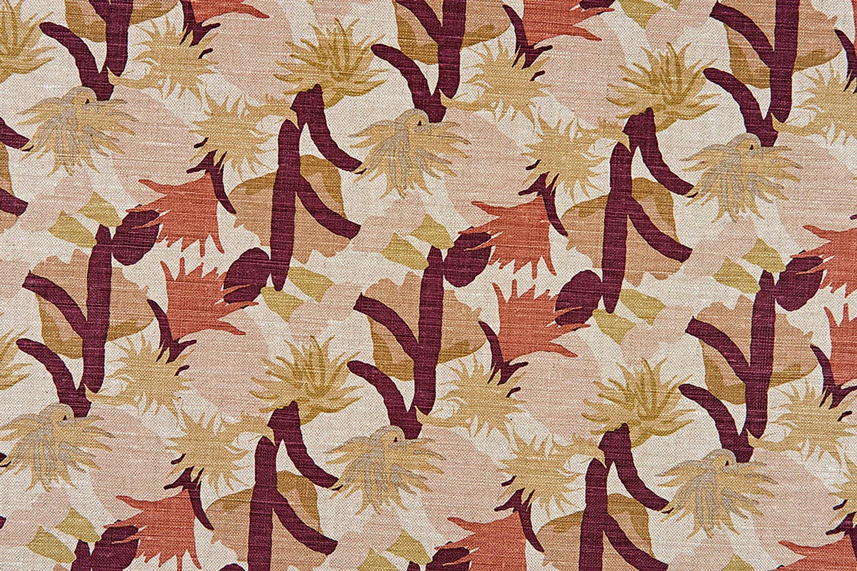Christopher Farr Cactus Flower Indoor Printed Wine Fabric Sample