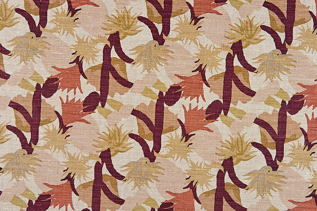 Christopher Farr Cactus Flower Indoor Printed Wine Fabric Sample